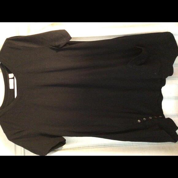 LOGO Short Sleeve Black Tunic with buttons and pockets 1X - Picture 1 of 8